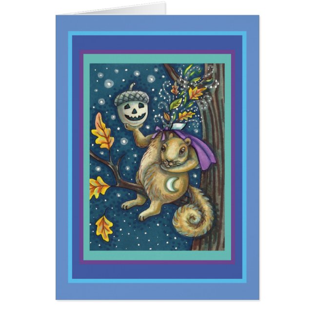 CARTE HALLOWEEN FUNNY, SQUIRREL DE COUCHER (Devant)