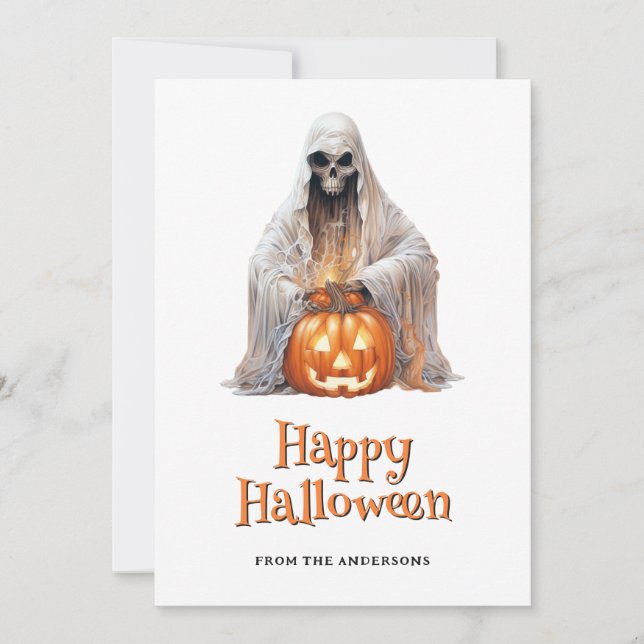 Carte Halloween Ghost Jack O’Lantern (Devant)