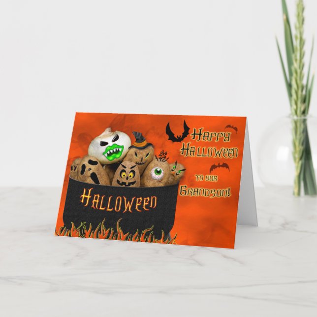 CARTE HALLOWEEN - GRANDSON - COSTUME DE POMME DE TERRE (Devant)