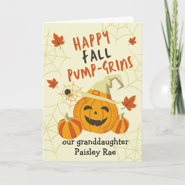 Carte Halloween Grin for Grandgirl mignonne Citrouille (Devant)