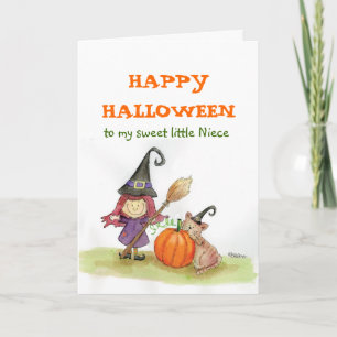 Carte Halloween heureux à ma nièce