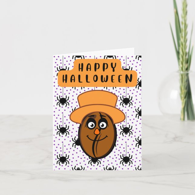 Carte Halloween heureux / Cute Coffee Bean (Devant)
