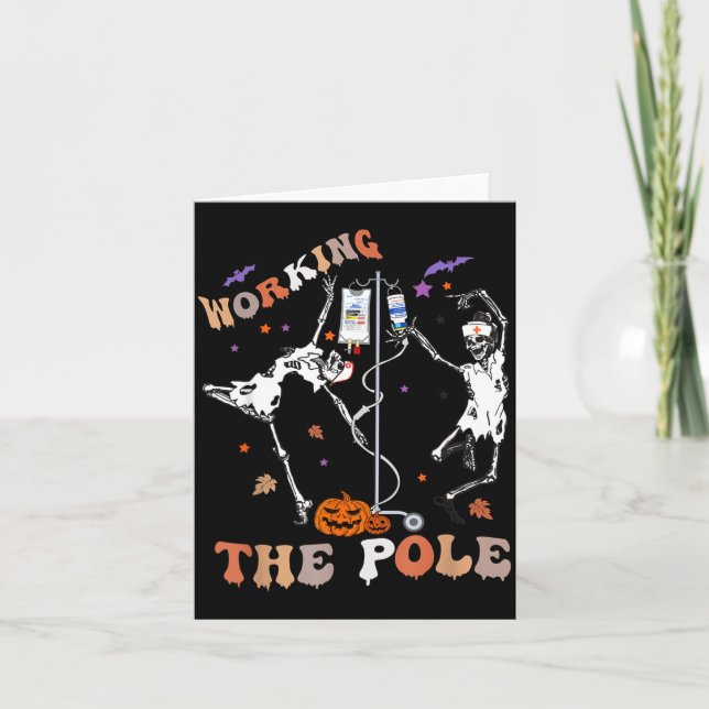 Carte Halloween Icu Er Nurse Working The Le Skeleton Dan (Devant)