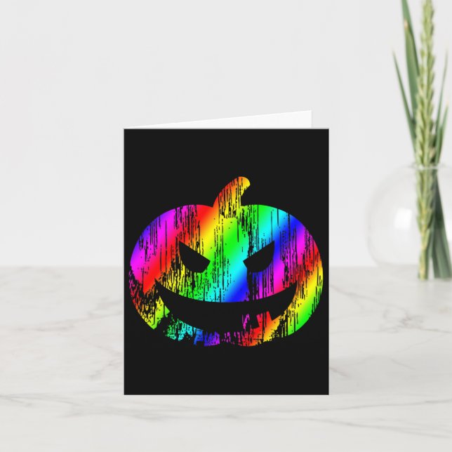 Carte Halloween Jack-o'-lantern Citrouille arc-en-ciel c (Devant)