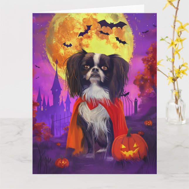 Carte Halloween Japonais Chin Vampire Citrouilles peur (Fleur jaune)