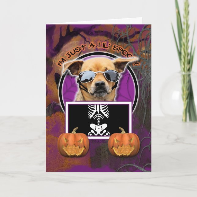 Carte Halloween - Just a Lil Éffrayant - Chihuahua (Devant)