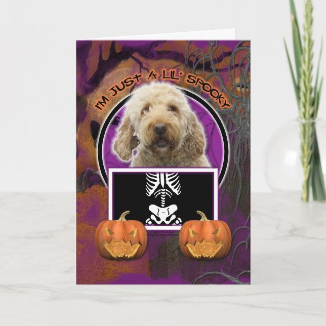 Carte Halloween - Just a Lil Éffrayant - GoldenDoodle (Devant)