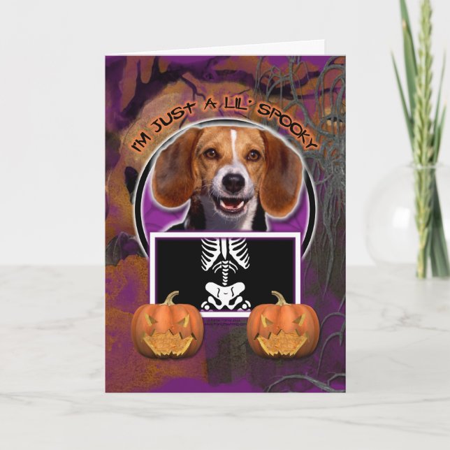 Carte Halloween - juste un Lil éffrayant - beagle (Devant)