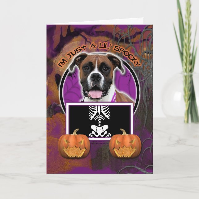 Carte Halloween - juste un Lil éffrayant - boxeur - (Devant)