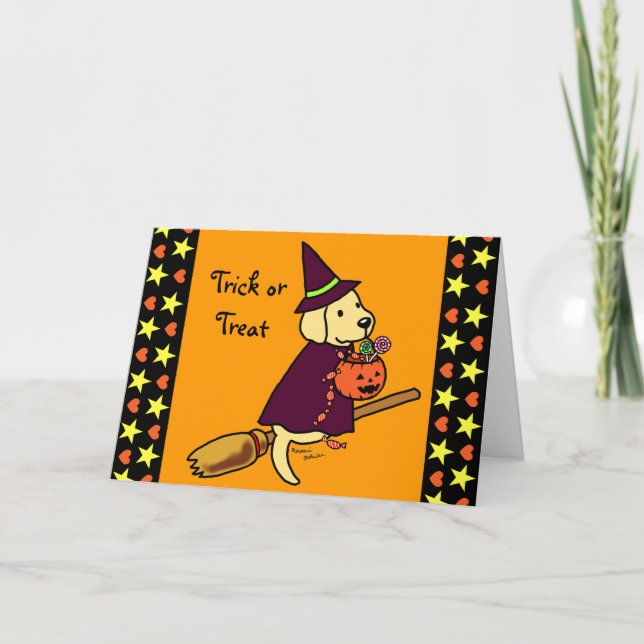 Carte Halloween Labrador Jaune Dessin 1 (Devant)