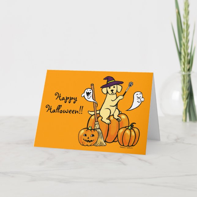 Carte Halloween Labrador Jaune Dessin 2 (Devant)