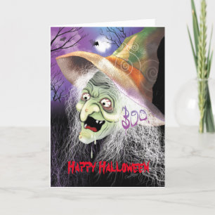 Carte Halloween, laid, effrayant, sorcière