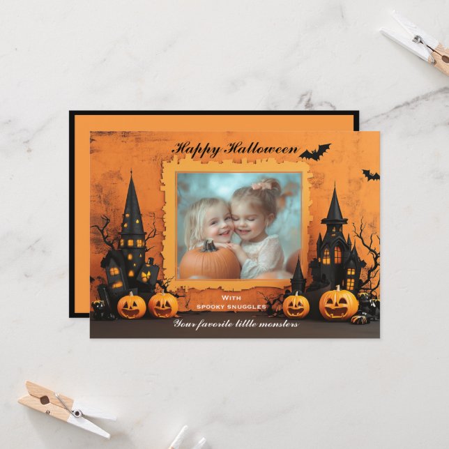 Carte Halloween Le Snap-O-Lanterne Éffrayant (Devant/Arrière en situation)
