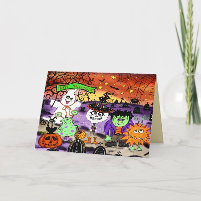 Carte Halloween Mignons Tricheurs ou Friandises Inspiriv (Devant)