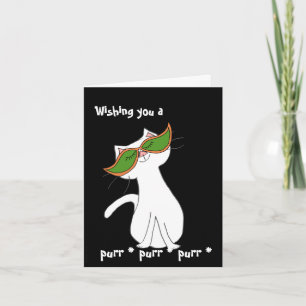 Carte Halloween noir chat blanc heureux
