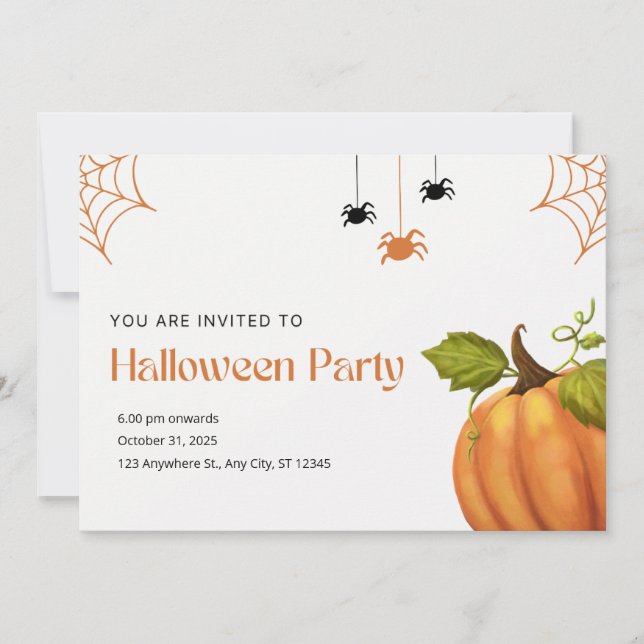 Carte Halloween orange et beige (Devant)