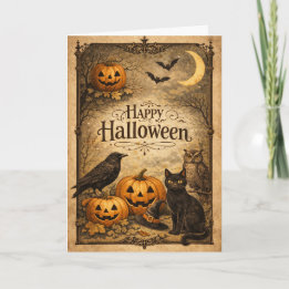 Carte Halloween Orné Vintage