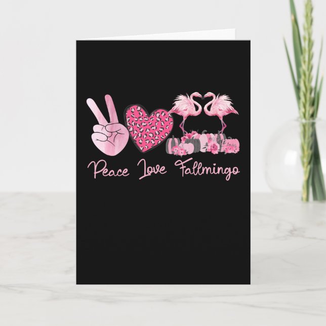 Carte Halloween Paix Amour Fallmingo Flamant Rose Citrou (Devant)