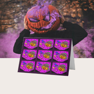 Carte Halloween Party, Jack o'Lantern et Bugle Motif