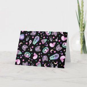 Carte Halloween pastel gothique apothecaire et cimetière