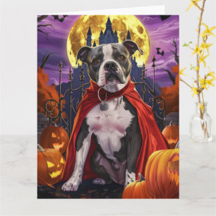 Carte Halloween Pitbull Vampire Citrouilles Épouvantable