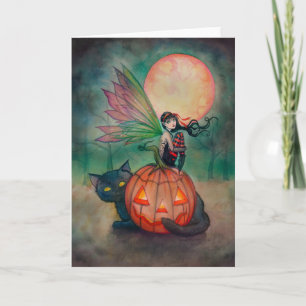 Carte Halloween Pixie Fairy et Black Cat Imaginaire Art