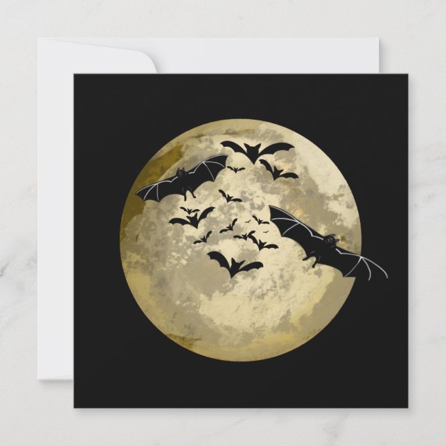 Carte Halloween Pleine lune De Récolte Et Bateaux De Vol (Devant)