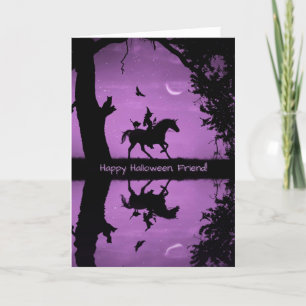 Carte Halloween pour Friend Cute Witch et Unicorn
