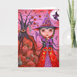 Carte Halloween pour sorcière oculaire