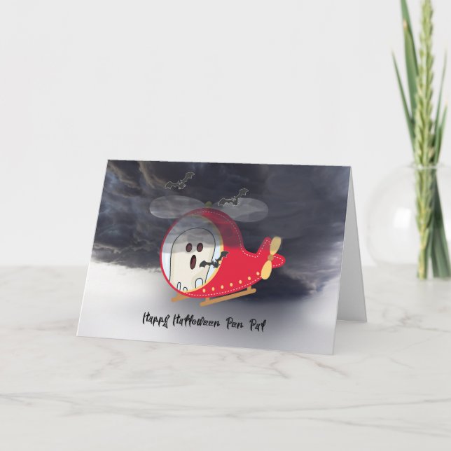 Carte Halloween pour Stylo Pal avec hélicoptère (Devant)