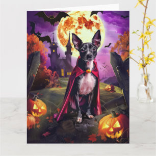Carte Halloween Rat Terrier Vampire Citrouilles effroi