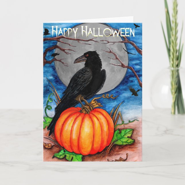 Carte Halloween Raven (Devant)