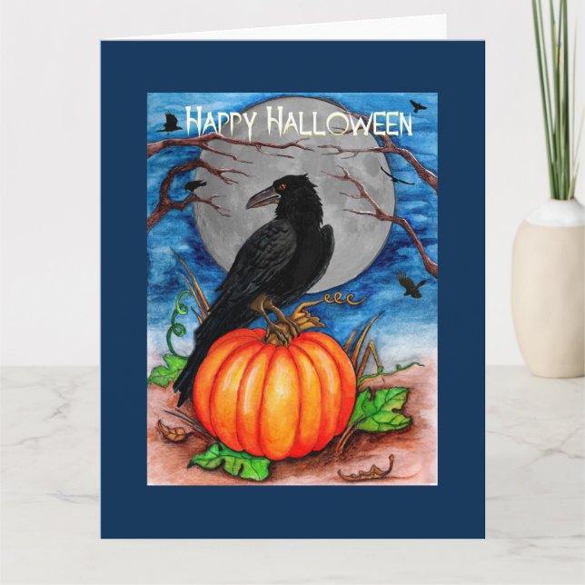 Carte Halloween Raven (Devant)