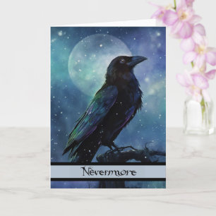 Carte Halloween Raven Nevermore Edgar Allan Poe Moon