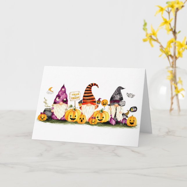 CARTE HALLOWEEN SALUT DES GNOMES COOL (Fleur jaune)