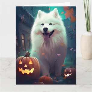 Carte Halloween Samoyé Avec Peur Citrouille