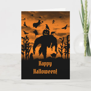 Carte Halloween Scarecrow Jack-o'-lantern Witch Ravens