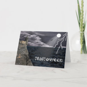 Carte Halloween Scène Éffrayante en bord de mer