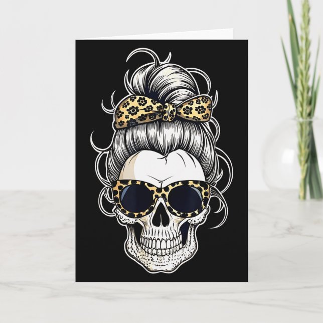 Carte Halloween Shirt For Women Skull , Leopard  (Devant)