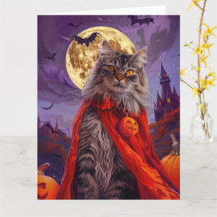 Carte Halloween Sibérie Chat Vampire Citrouilles effroi