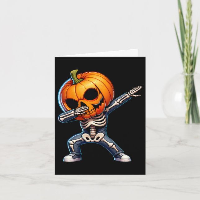 Carte Halloween Skeleton Boys Trick Treat Funny Citrouil (Devant)