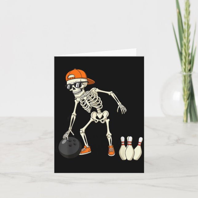 Carte Halloween Skeleton Funny Bowling Lovers For Teens  (Devant)