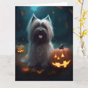 Carte Halloween Skye Terrier Avec La Peur Citrouille
