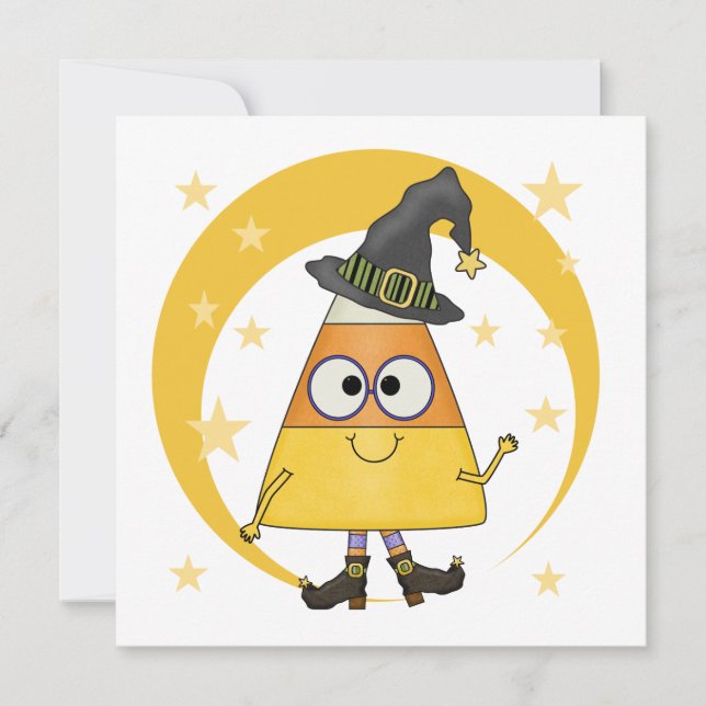 Carte Halloween sorcière de maïs de bonbons (Devant)