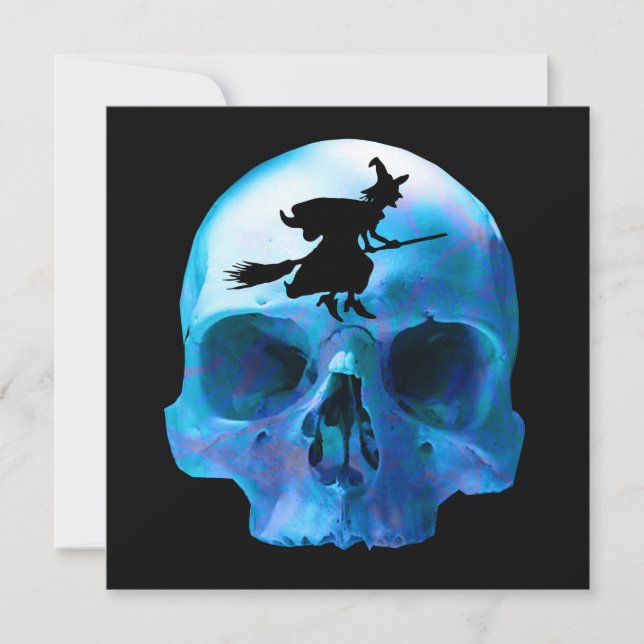 Carte Halloween sorcière et crâne (Devant)