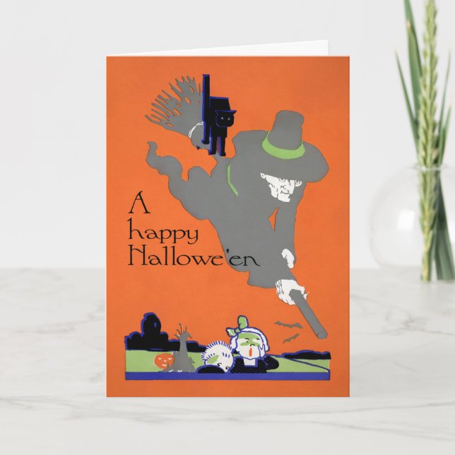 Carte Halloween sorcière vintage (Devant)