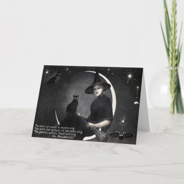 Carte Halloween sorcière vintage (Devant)