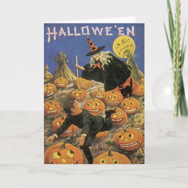 Carte Halloween sorcière vintage (Devant)