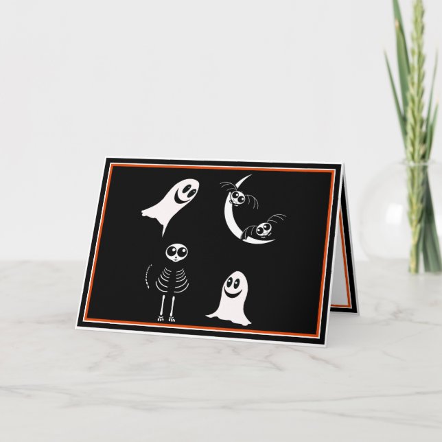 Carte Halloween Squelette Animaux Gang (Devant)