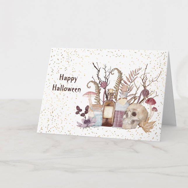 Carte Halloween squelettes potions champignons Floral (Créateur téléchargé)